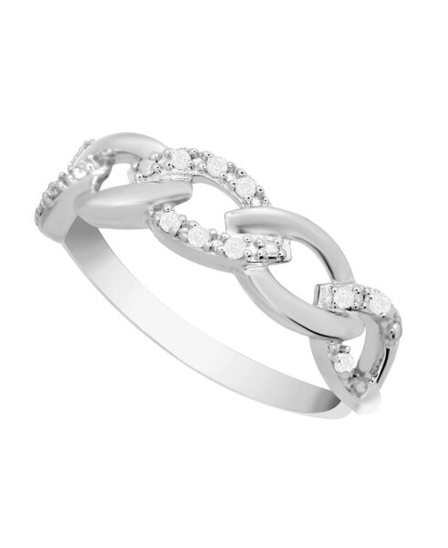 Diamond Link Band Ring (1/10 ct. t.w.) in Sterling Silver