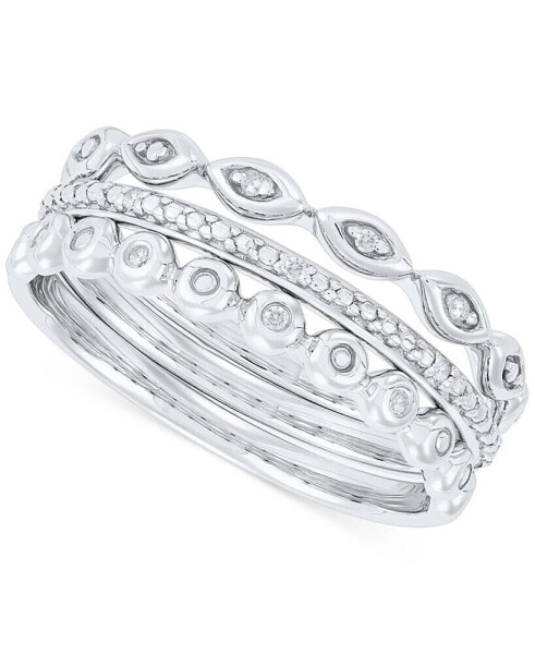 Кольцо Macy's Diamond Three Row  in White Gold