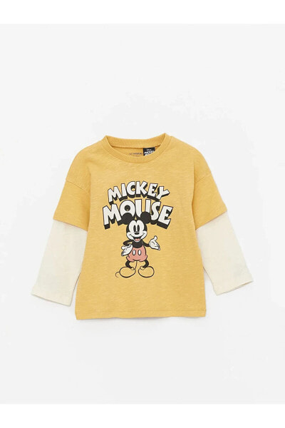 LCW baby Bisiklet Yaka Uzun Kollu Mickey Mouse Baskılı Erkek Bebek Sweatshirt