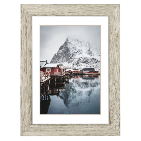 Hama Oslo - Glass - MDF - Grey - Pine - Single picture frame - Table - Wall - 20 x 28 cm - Reflective