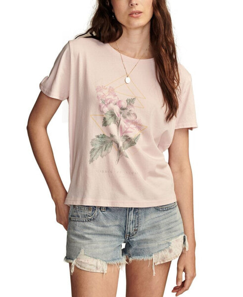 Women's Floral-Print Braided-Back T-Shirt
