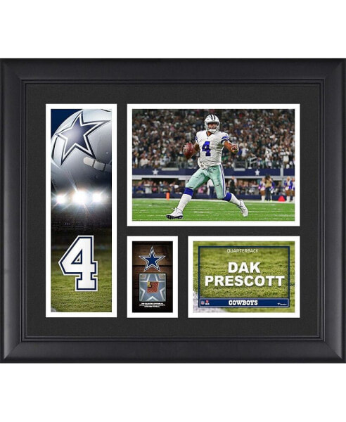 Dak Prescott Dallas Cowboys Framed 15" x 17" Player Collage with a Piece of Game-Used Football