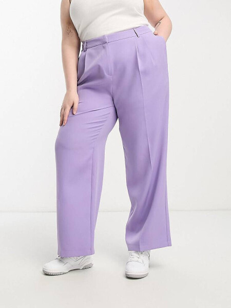 Yours tailored wide leg trousers in purple