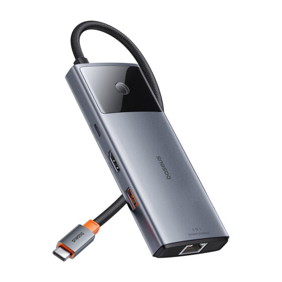 Хаб адаптер USB-C к USB-A / USB-C / PD / HDMI / RJ-45 черный Baseus Metal Gleam Series II 6в1