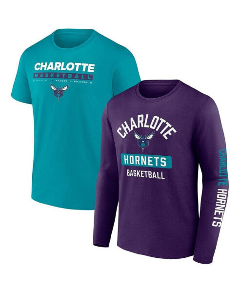 Men's Teal, Purple Charlotte Hornets Two-Pack Just Net Combo Set