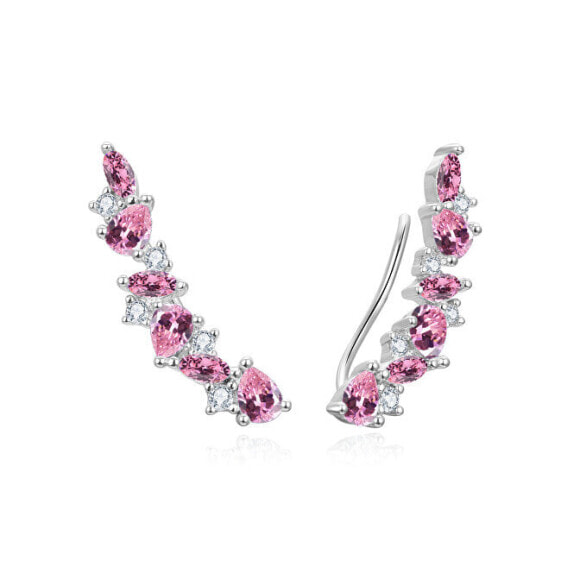 Charming long earrings with pink zircons AGUP3299P