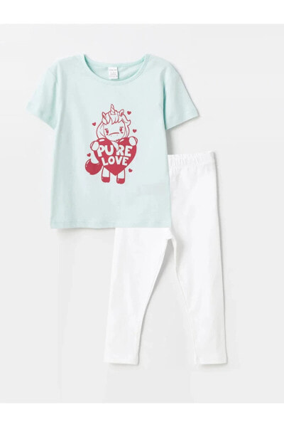 Костюм для малышей LC WAIKIKI Цветочный комплект с футболкой и леггинсами размер 2'ли
