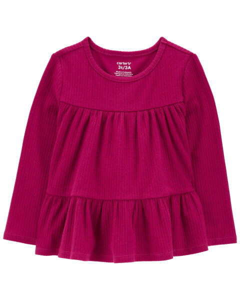 Baby Tiered Long-Sleeve Ribbed Top 6M
