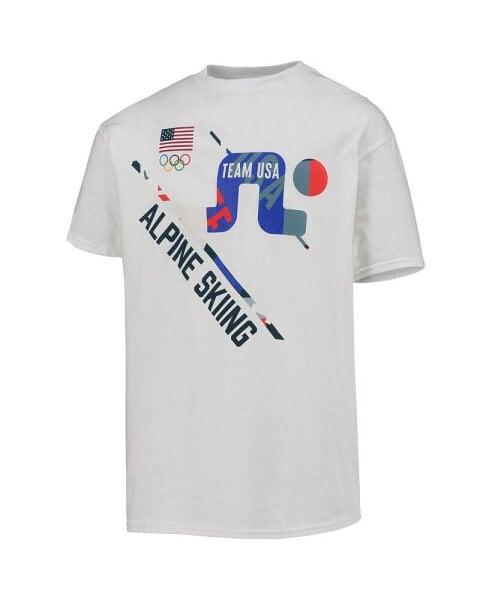 Big Boys White Team USA Skiing Scattered Swatch T-shirt