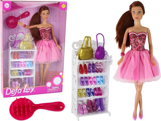 LeanToys Lalka Lucy Sukienka Różowa Akcesoria Zestaw XXL