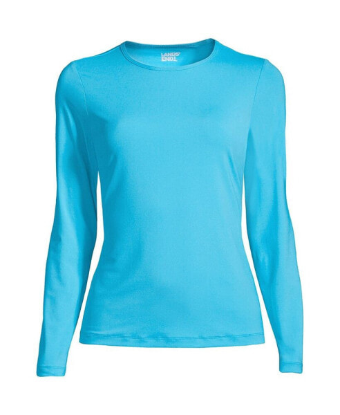 Plus Size Long Crew Neck Long Sleeve Rash Guard UPF 50 Swim Tee