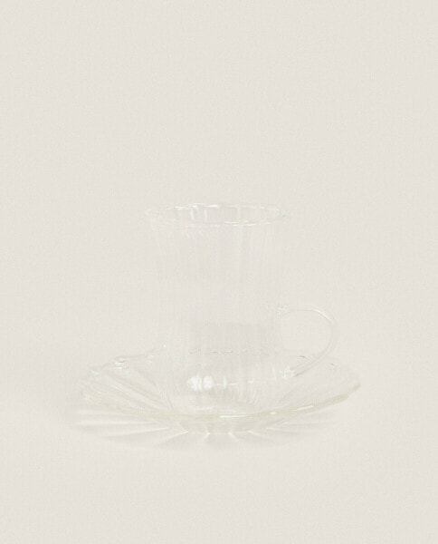 Borosilicate glass mug and saucer