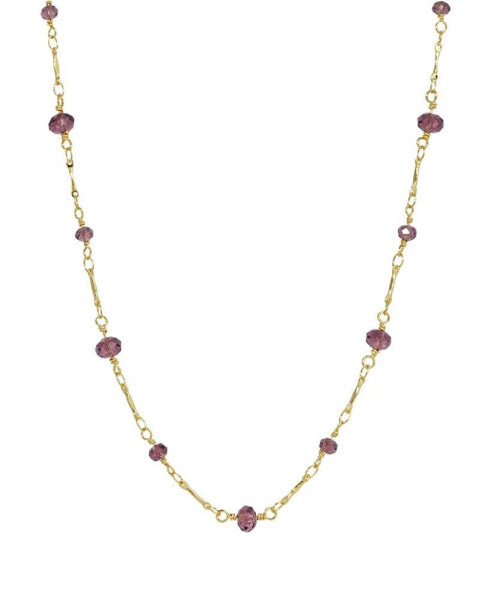 2028 women's Gold Tone Purple Beaded Chain Necklace