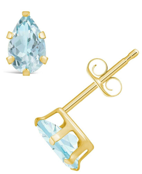 Gemstone Stud Earrings in 10k Yellow Gold