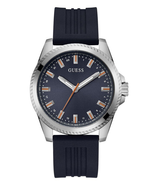 Часы Guess Men's Analog Navy Silicone Watch 44mm