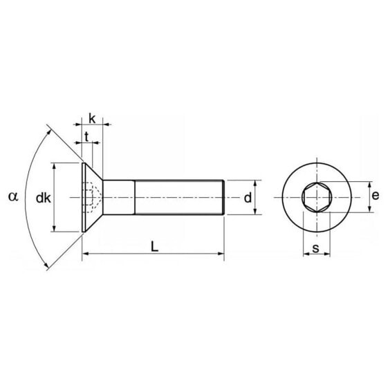 EUROMARINE ISO 10642 A4 M6x16 mm HC Countersunk Screw