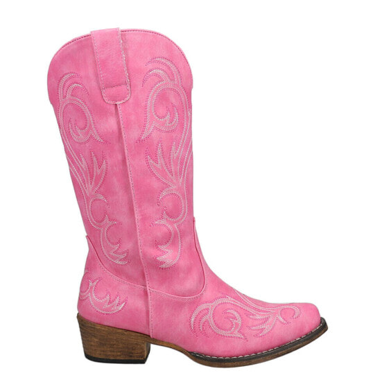 Roper Riley Embroidered Snip Toe Cowboy Womens Pink Casual Boots 09-021-1566-24