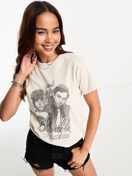 Miss Selfridge festival license Blondie graphic tee in white