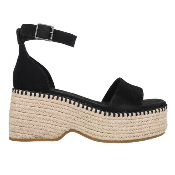 TOMS Laila Suede Platform Wedge Espadrille Womens Black Casual Sandals 10020745