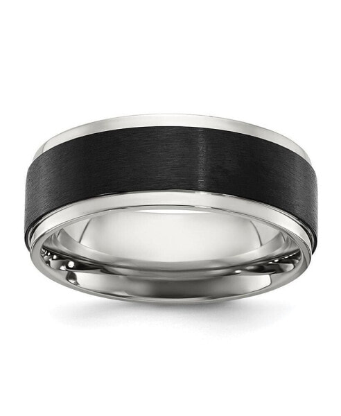 Stainless Steel Black IP-plated Brushed 8mm Band Ring