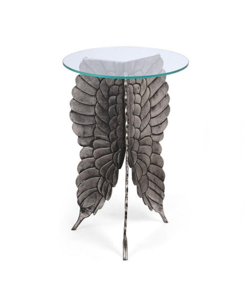 Boho Glam Fairy Wing Side Table with Tempered Glass Top