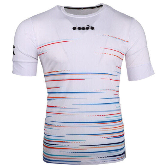 Diadora Icon Tennis Crew Neck Short Sleeve Athletic T-Shirt Mens White Casual To