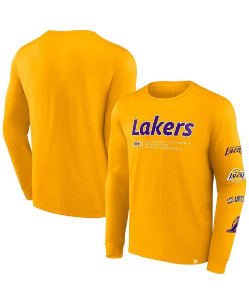 Men's Gold Los Angeles Lakers Baseline Long Sleeve T-shirt