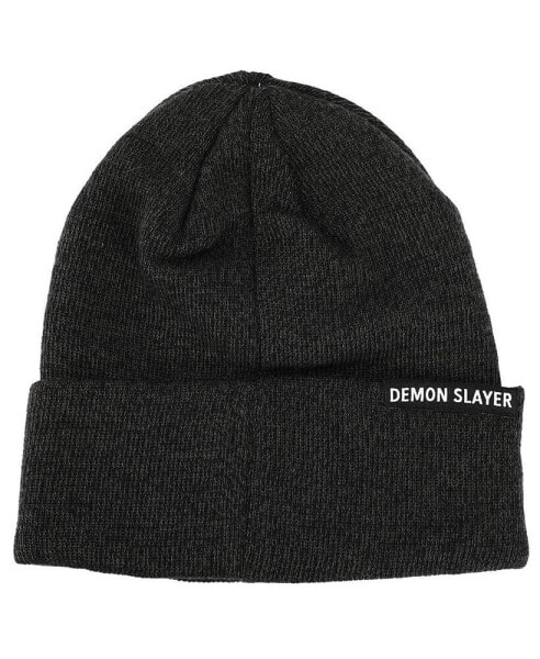 Men's Character Embroidered Plain Black Cuffed Knitted Winter beanie Hat