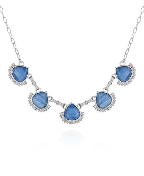 Women's Denim Semi Precious Stone Statement Necklace