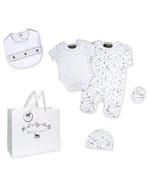 Baby Boys and Girls 5 Piece Stars Layette Gift Set