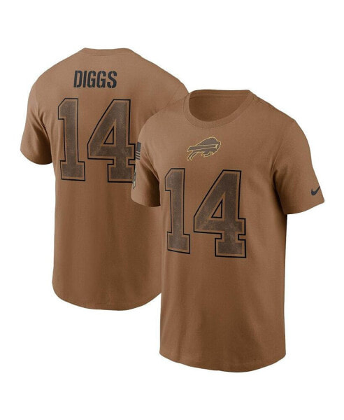 Men's Stefon Diggs Brown Distressed Buffalo Bills 2023 Salute To Service Name and Number T-shirt