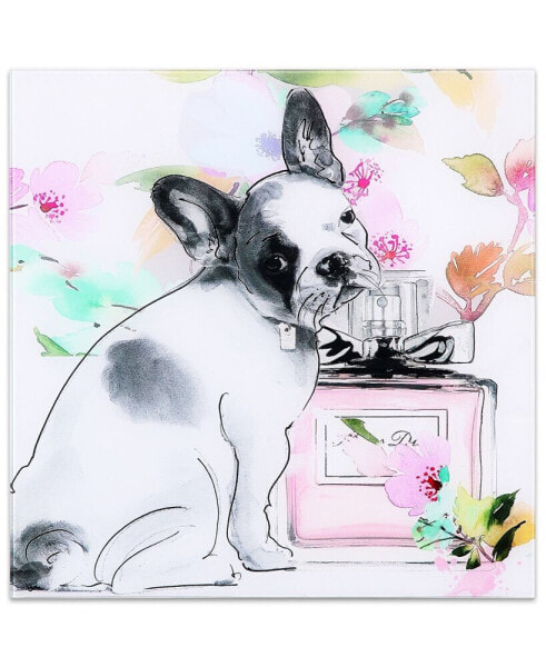 Little Frenchie Frameless Free Floating Tempered Glass Panel Dog Graphic Wall Art, 20" x 20" x 0.2"