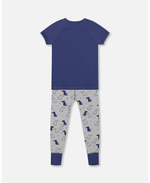 Baby Boy Cotton Two Piece Pajama Set Grey Mix Printed Dogs - Infant
