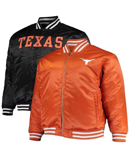 Men's Texas Orange, Black Texas Longhorns Big and Tall Reversible Satin Full-Zip Jacket