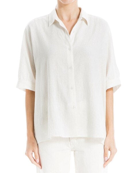 Max Studio High-Low Oversized Linen-Blend Shirt Women's