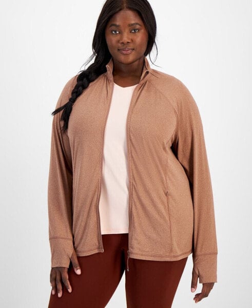 Plus Size Zip-Front Long Sleeve Jacket, Created for Macy's