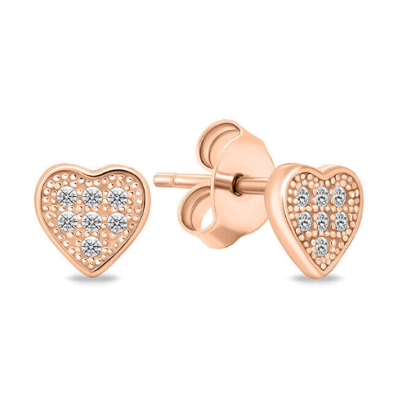 Sparkling silver heart earrings EA603R