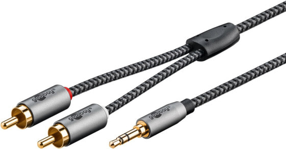 Goobay Audio Adapterkabel AUX 3.5-mm-Klinke zu Stereo-Cinch-Stecker 5 m Sharkskin Grey