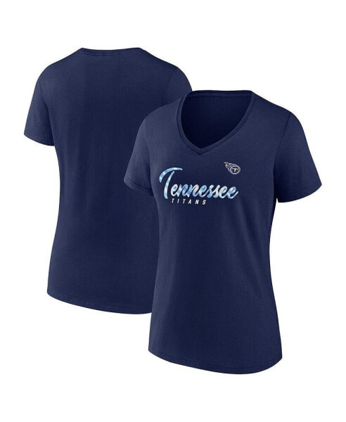 Women's Navy Tennessee Titans Shine Time V-Neck T-shirt
