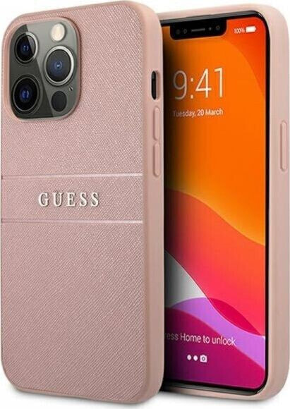 Guess Etui Guess GUHCP13XPSASBPI Apple iPhone 13 Pro Max różowy/pink hardcase Saffiano Stripe