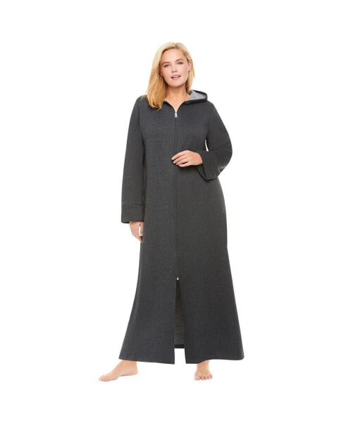 Plus Size Long Hooded Fleece Sweatshirt Robe