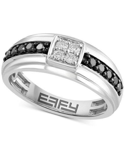 EFFY® Men's White Diamond (1/6 ct. t.w.) & Black Diamond (1/3 ct. t.w.) Ring in 14k White Gold