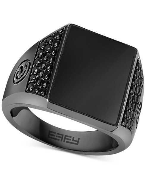 EFFY® Men's Onyx and Black Spinel Statement Ring in Black Rhodium-Plated Sterling Silver