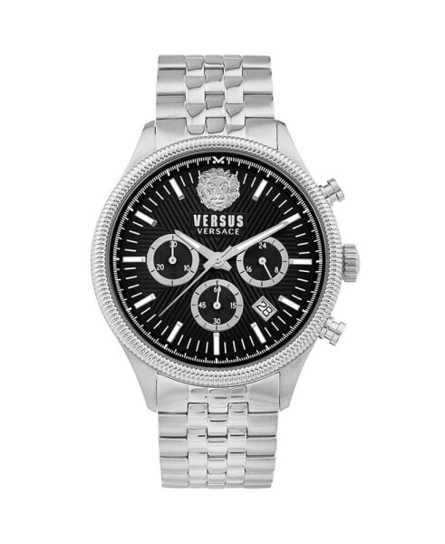 Men's Chronograph Date Quartz Colonne Silver-Tone Stainless Steel Bracelet 44mm