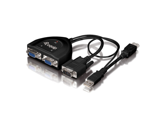 Equip 2-Port VGA Cable Splitter - VGA - 2x VGA - 2048 x 1536 pixels - Black - Plastic - 450 MHz