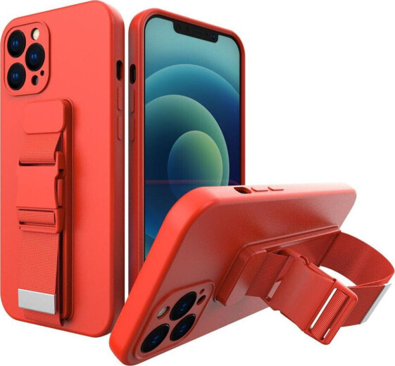 Hurtel Rope case żelowe etui ze smyczą łańcuszkiem torebka smycz iPhone 12 Pro czerwony