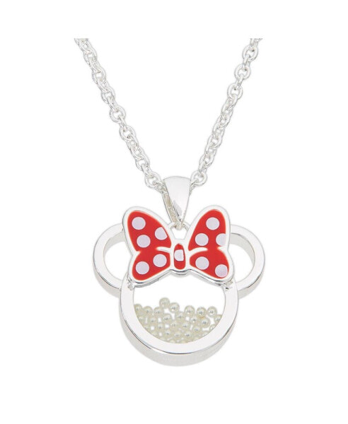 Minnie Mouse Womens Silver Plated Birthstone Shaker Necklace - 18+2''