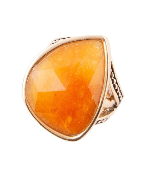 Sky Orange Quartz Golden Bronze Abstract Ring