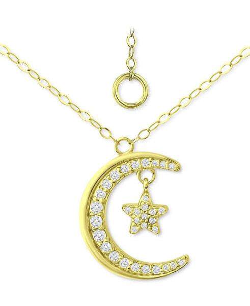 Cubic Zirconia Moon & Star Pendant Necklace, 16" + 2" extender, Created for Macy's