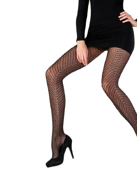 Pretty Polly Sheer Geo Tights One SIze Black - PNAWJ3